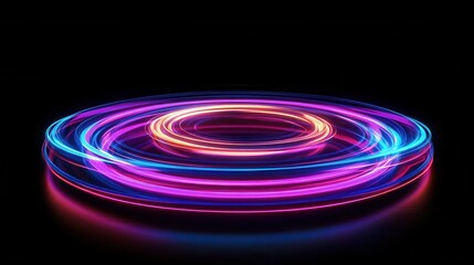 Poster - Abstract glowing digital circle on dark background. Technology and communication concept. 3D Rendering