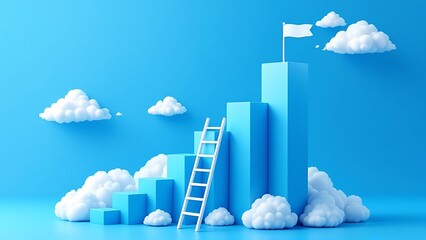 Wall Mural - success business graph on goal achievement strategy chart concept 3d background with creative growth