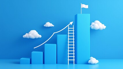 Wall Mural - success business graph on goal achievement strategy chart concept 3d background with creative growth