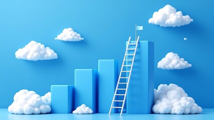 Wall Mural - success business graph on goal achievement strategy chart concept 3d background with creative growth