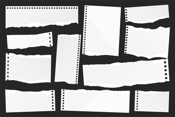 Wall Mural - ripped paper strips. realistic crumpled paper scraps with torn edges. shreds of notebook, book or ol