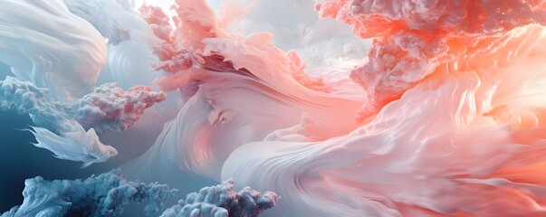 Poster - A stunning abstract representation of flowing colors, blending shades of blue, pink, and white