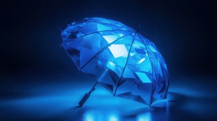 Poster - Creative glowing blue polygonal wallpaper. Science and technology concept. 3D Rendering.