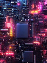 Poster - Abstract futuristic circuit board background. Hi-tech Illustration of digital technology. Graphic concept for your design.