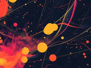 Poster - An abstract digital artwork featuring vibrant colors and dynamic shapes, creating a sense of movement and energy. Ideal for backgrounds, designs, and creative projects.