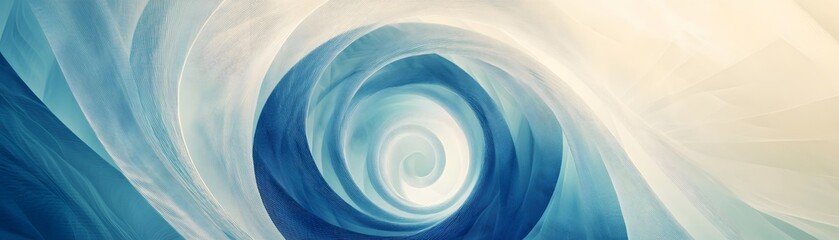 Poster - An abstract swirl of blue and white colors creates a sense of depth and movement, perfect for backgrounds, designs, or artistic projects that seek a serene and fluid aesthetic.