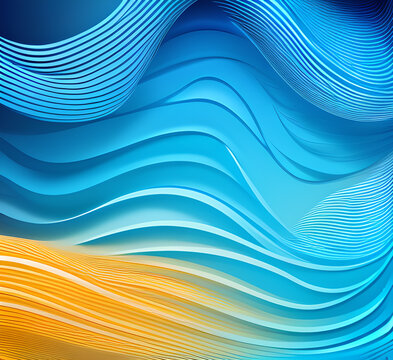 Waves on water. Nature background. Fashionable liquid design. Illustration for banners, flyers and presentations. generative ai