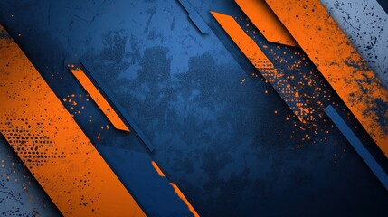 Aufkleber - Blue and orange geometric polygonal grunge background. Hi-tech low poly banner vector design