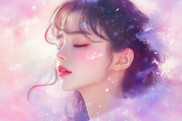 Poster - Ethereal Watercolor Dreamscape, soft pink, purple, and blue hues blend seamlessly, creating a delicate, serene backdrop for artistic expression.