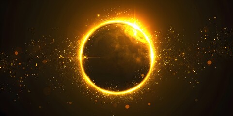 vector illustration of bright fire circle on black background space for text