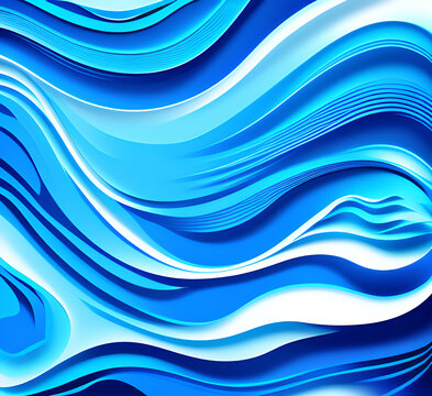 Waves on water. Nature background. Fashionable liquid design. Illustration for banners, flyers and presentations. generative ai
