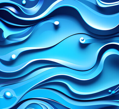 Waves on water. Nature background. Fashionable liquid design. Illustration for banners, flyers and presentations. generative ai