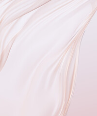 Fototapete - Delicate background featuring flowing, creamy-white fabric or silk-like textures. Smooth fabric, undulating curves and soft, pearlescent highlights,  elegant and ethereal aesthetic. 3d rendering