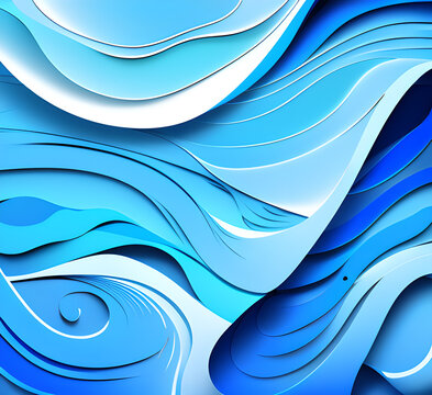 Waves on water. Nature background. Fashionable liquid design. Illustration for banners, flyers and presentations. generative ai