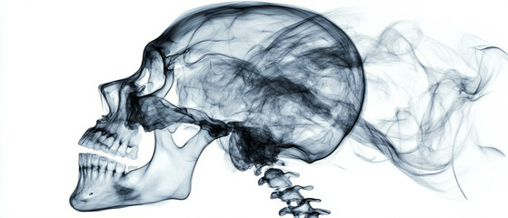 Poster - Unique X-ray of skull showcasing organic shapes and intricate forms in abstract design