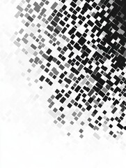 Poster - Pixel mosaic. Pixelated pattern, dispersion grayscale background. Business art gradient, square flying. Halftone matrix, blocks falling recent vector texture