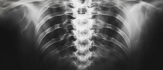 Poster - X-ray texture showing detailed anatomical structure of the human ribcage