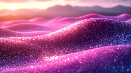 Poster - Shimmering Pink and Purple Glitter Landscape at Sunset