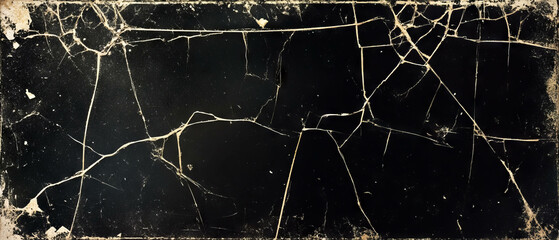 Poster - Grunge texture resembling an old film surface with cracks and scratches on a black background