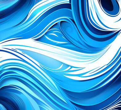 Waves on water. Nature background. Fashionable liquid design. Illustration for banners, flyers and presentations. generative ai