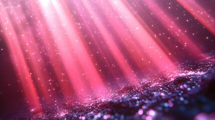 Poster - Shimmering Pink Glitter with Light Beams: Magical Festive Background