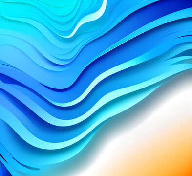 Waves on water. Nature background. Fashionable liquid design. Illustration for banners, flyers and presentations. generative ai