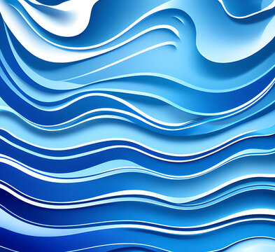 Waves on water. Nature background. Fashionable liquid design. Illustration for banners, flyers and presentations. generative ai