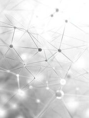 Poster - Abstract connected dots on bright grey background. Technology concept