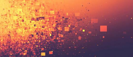 Poster - Digital glitch effect with pixelated overlay creating vibrant abstract patterns across the canvas