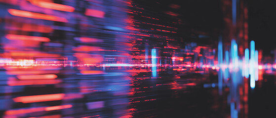 Poster - glitch effect texture creating vibrant digital distortion with neon colors