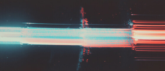 Poster - glitch effect overlay creating digital distortion and scan line patterns in vibrant colors