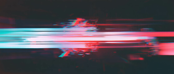 Poster - glitch effect overlay with bright scan lines and digital distortion creating an old television look