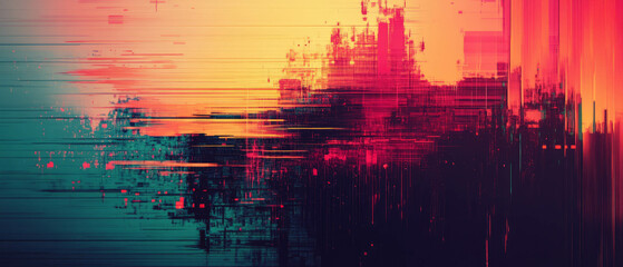 Poster - glitch effect overlay texture creating static noise and distorted visuals in digital art