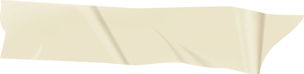 Poster - Realistic illustration of a crumpled piece of beige adhesive tape, creating a textured and slightly wrinkled surface with uneven edges on a clean white background