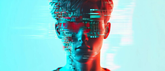 Poster - glitch effect overlay showcasing distorted digital data and vibrant colors in abstract art
