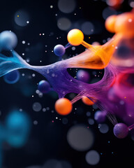 Poster - Vibrant molecular network illustration with colorful spheres and strands