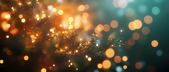 Wall Mural - captivating christmas backdrop with blurred tree lights creating a cozy, festive product display atm