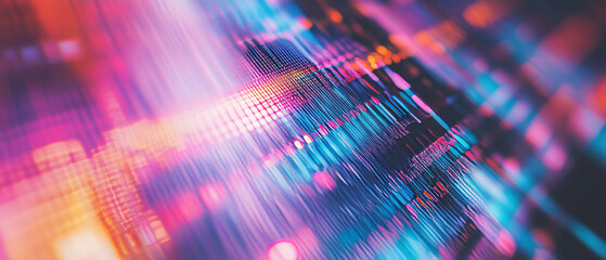 Poster - glitch effect overlay with vibrant colors creating an abstract digital texture in bold hues