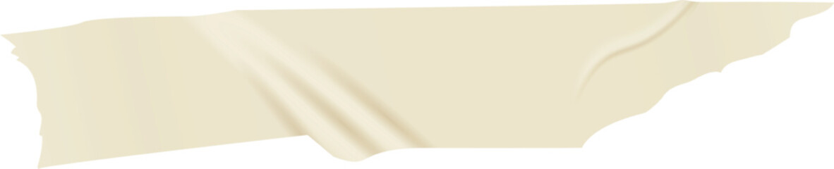 Poster - Beige adhesive tape with a folded corner creates an abstract shape, isolated against a white background, offering ample space for text or design elements