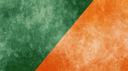 Poster - Textured Background with Green and Orange Color Diagonal Split