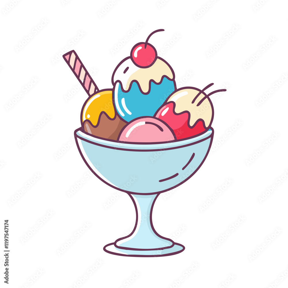 Sundae Vector ice cream sundae icon, ice cream sundae vector illustration-simple ...
