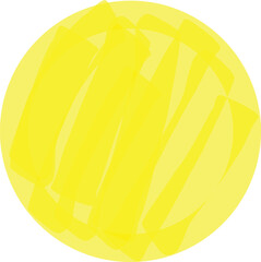 Poster - Overlapping translucent highlighter strokes in various shades of yellow form a vibrant and textured circular design, suitable for backgrounds, overlays, or design elements
