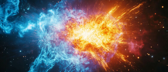 Poster - Colorful magic explosion burst creates powerful energy on a black background