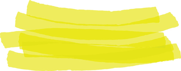 Leinwandbilder - Four brushstrokes of highlighter are drawn horizontally, creating a bright yellow highlight effect on a white background, ideal for emphasizing text or adding a touch of color