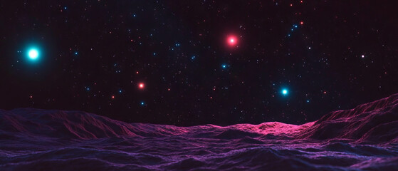 Wall Mural - Starry night sky revealing cosmic wonders beyond the horizon at twilight
