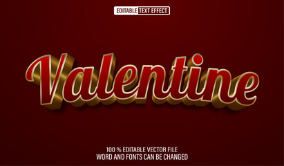 Poster - Editable 3d text style effect - Valentine's Day Golden Red text effect Template