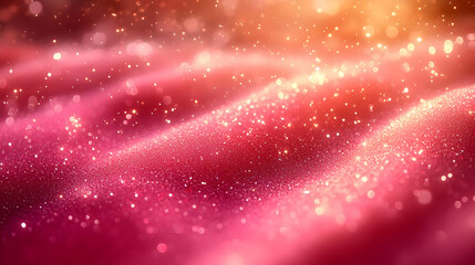 Poster - Shimmering Pink and Gold Glitter Background with Soft Waves and Sparkling Lights