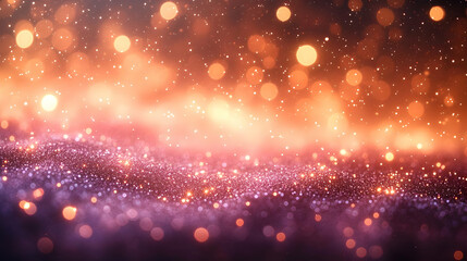 Poster - Shimmering Glitter Background with Warm Orange and Purple Glow
