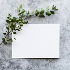 Leinwandbilder - Empty mock up space with green foliage on a textured surface for creative design applications. Generative AI