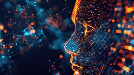 Poster - Explore a captivating futuristic abstract background featuring an artificial intelligence design. This vibrant image showcases unique digital elements and intricate patterns.